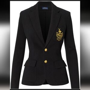 Polo Ralph Lauren Women's Black Blazer Gold Buttons Preppy Navy Jacket Size 6